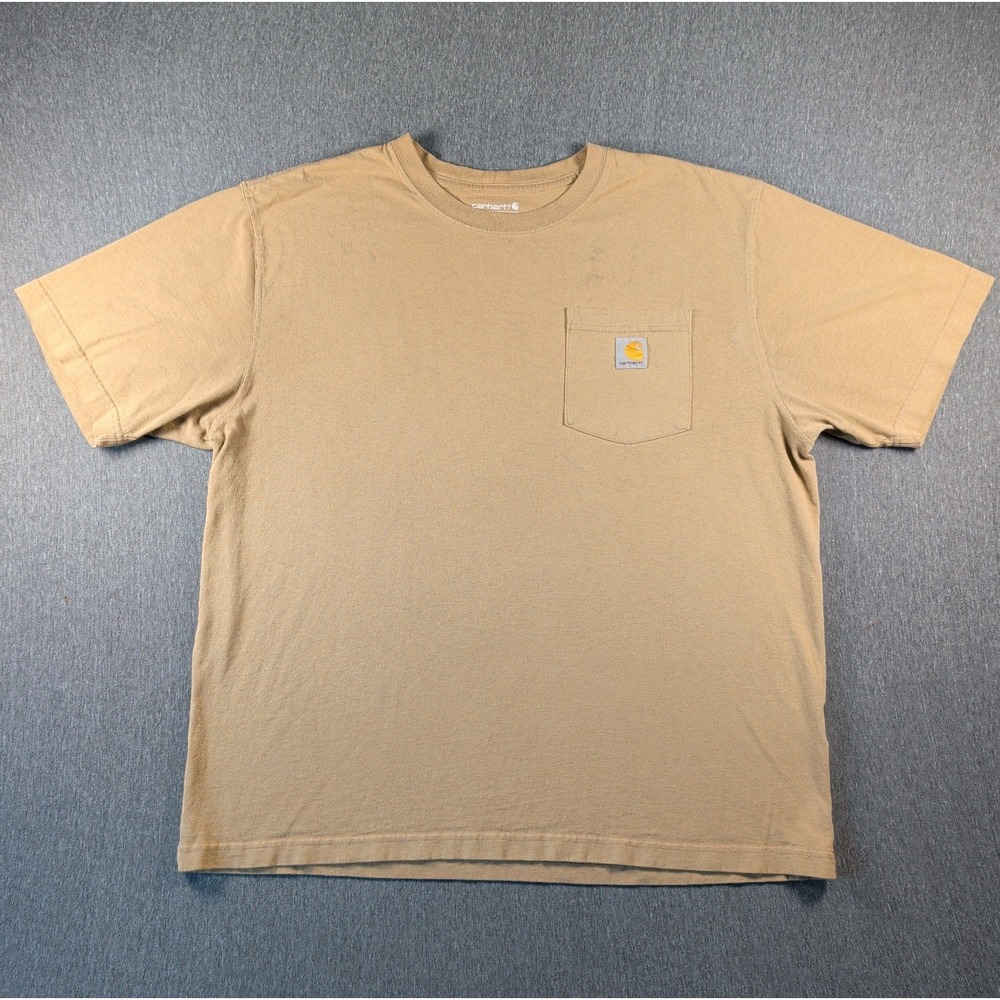 Carhartt K87 Pocket Shirt Sz L Brown Tan Loose Fit Short Sleeve Tee Gorpcore